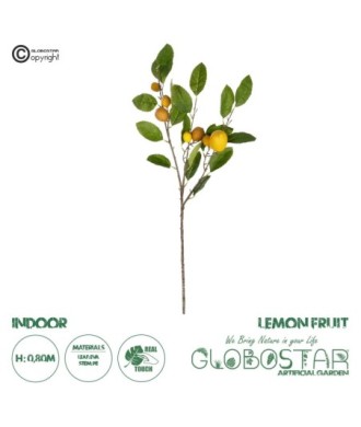 GloboStar® Artificial Garden YELLOW LEMON FRUIT BRANCH 21437 Τεχνητό Διακοσμητικό Κίτρινο Κλαδί Πορτακαλιά Y80cm